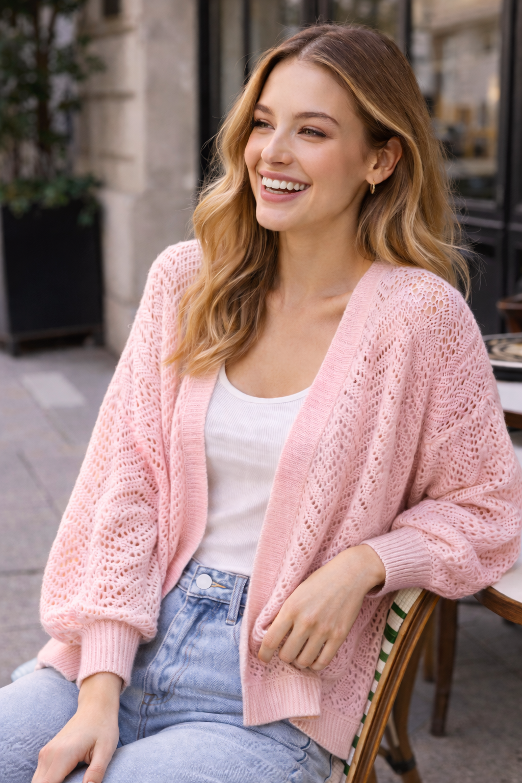 Women’s Batwing Sleeve Hollow Knit Cardigan – Lightweight Autumn Layering Essential - UltraChic