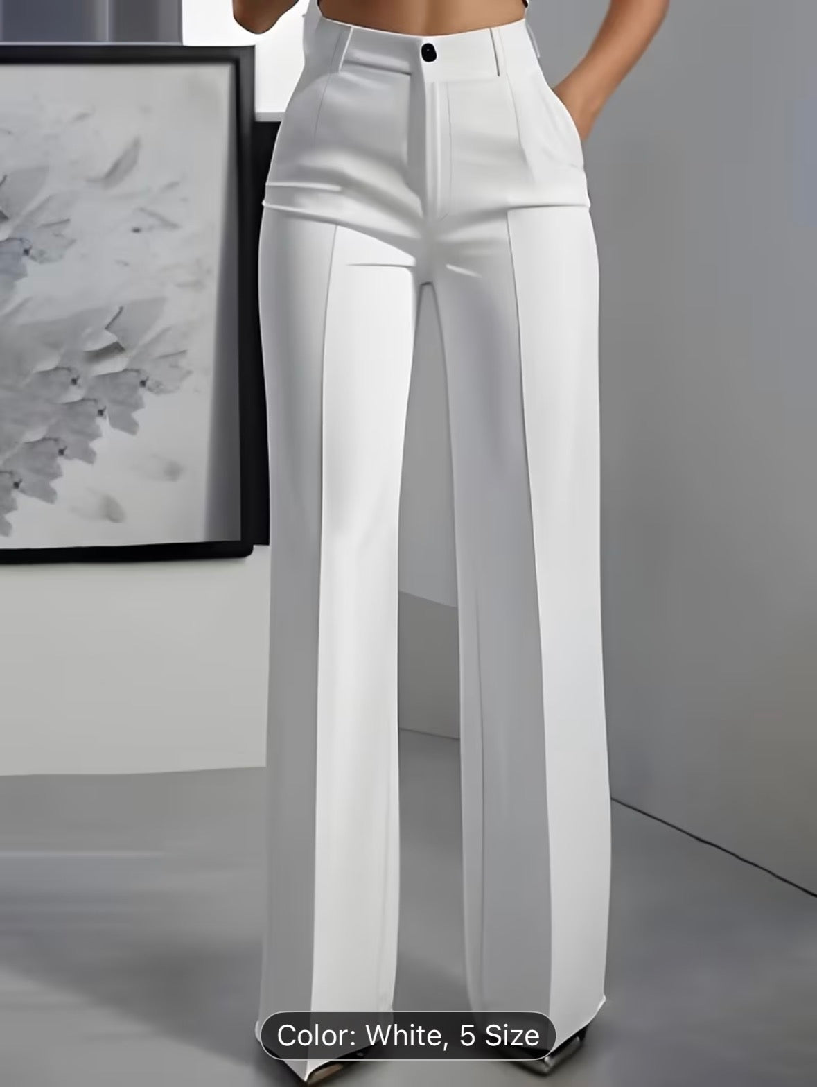 Elegant Women’s White Straight-Leg Pants | Minimalist Office & Casual Work Trousers - UltraChic