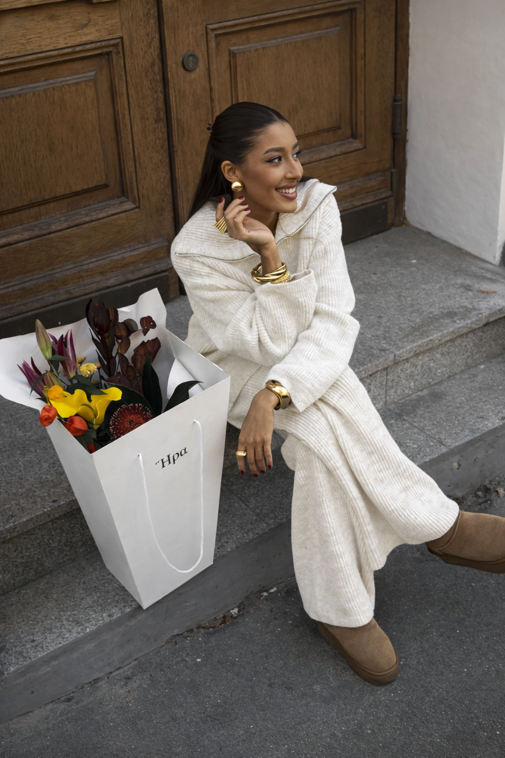 Women’s Knit Sweater Set – Half Zip Cozy Winter Lounge Outfit - UltraChic