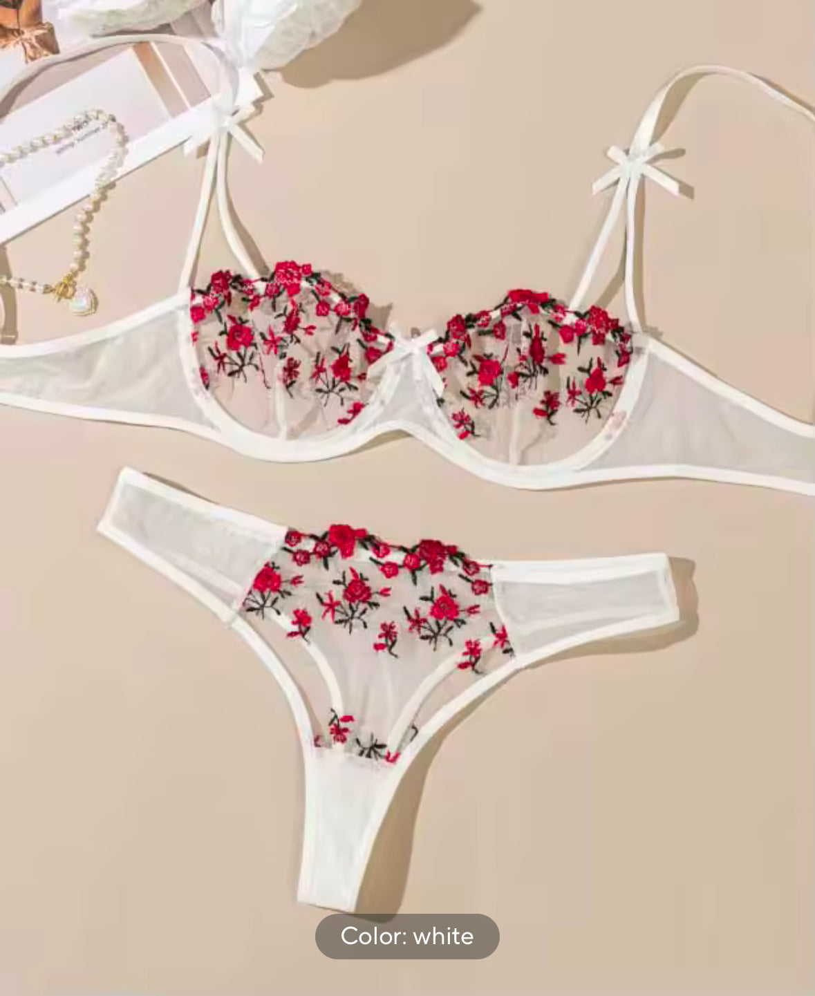 Sexy Lace Lingerie Set for Women – Elegant Embroidered Transparent Bra & Panty Set for Ultimate Comfort and Seduction