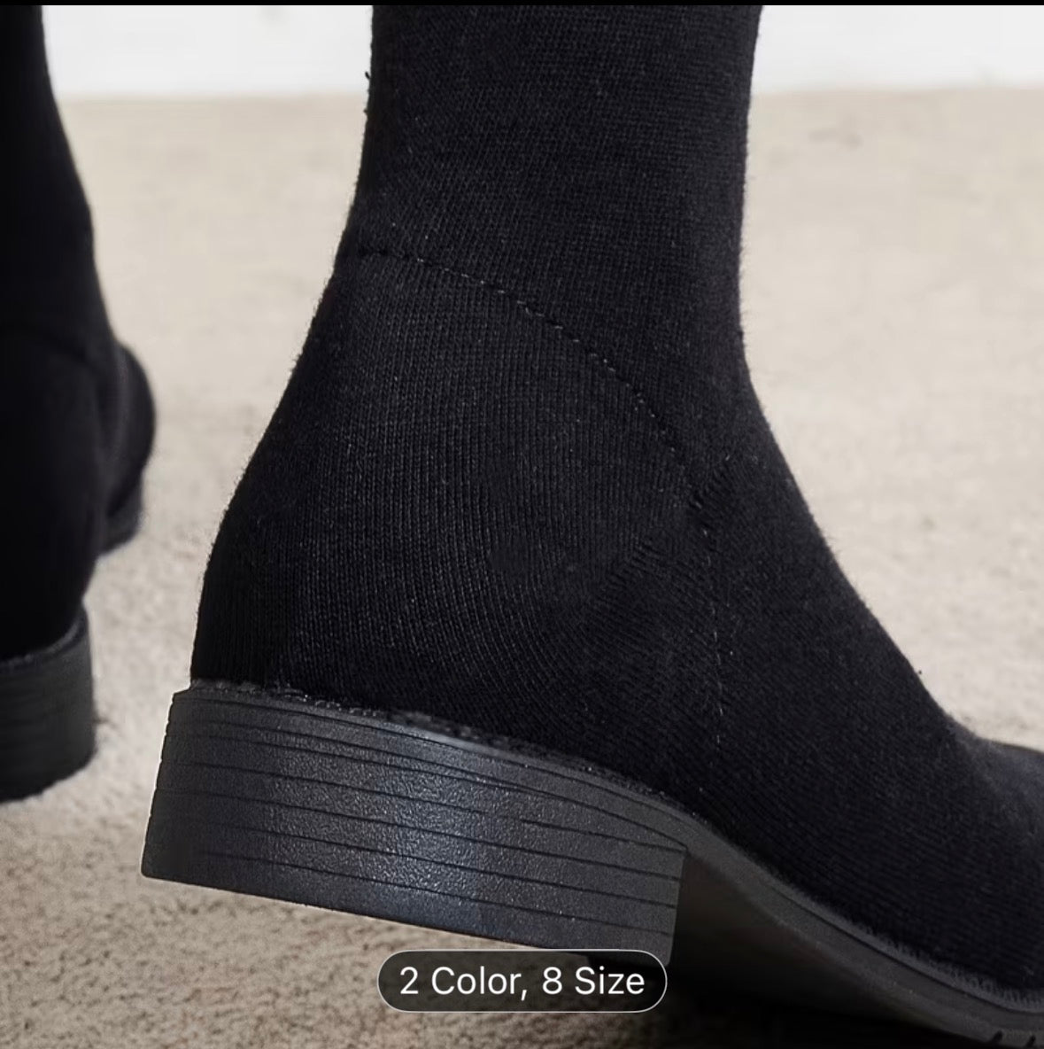 Women’s Over-The-Knee Sock Boots – Stretchy, Long Knitted, Flat Round-Toe High Boots