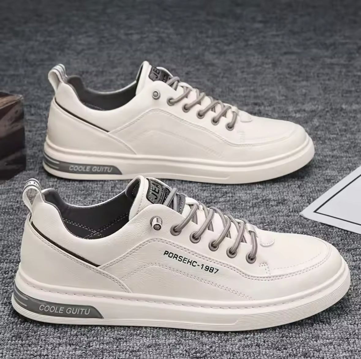 Men’s Leather Shoes – Stylish Fall Fashion Sneakers for Driving, Walking & Office Comfort, Slip-On Non-Slip Flats for Youthful Style!