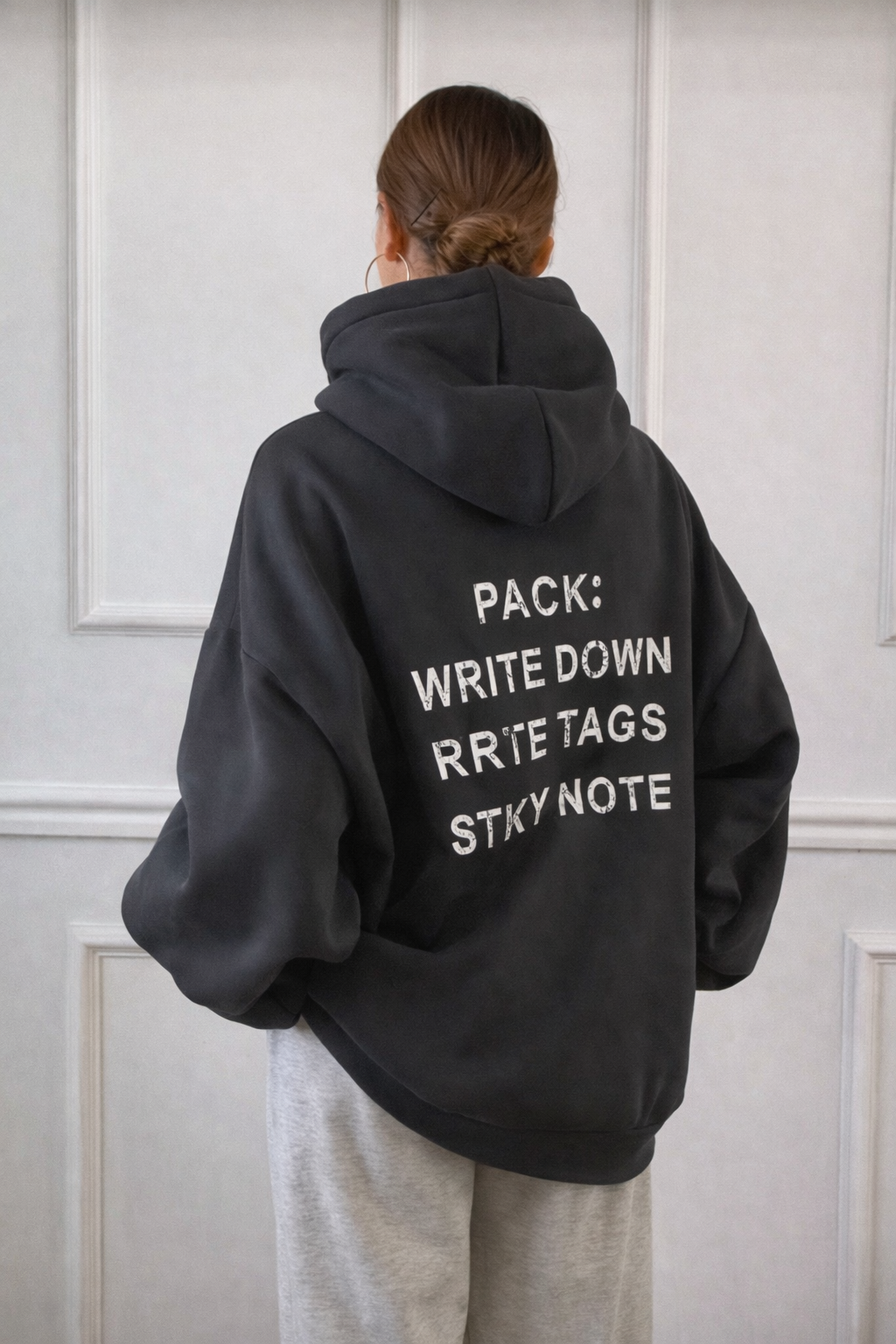 Women’s Slogan Print Oversized Hoodie – Cozy Fleece Autumn Winter Casual Top