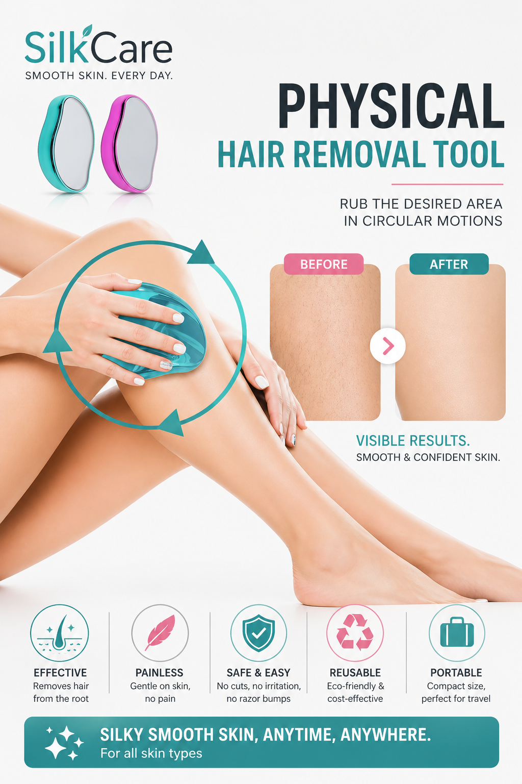 Crystal Hair Eraser Painless Reusable Smooth Skin Effortless Beauty All Season Women - UltraChic