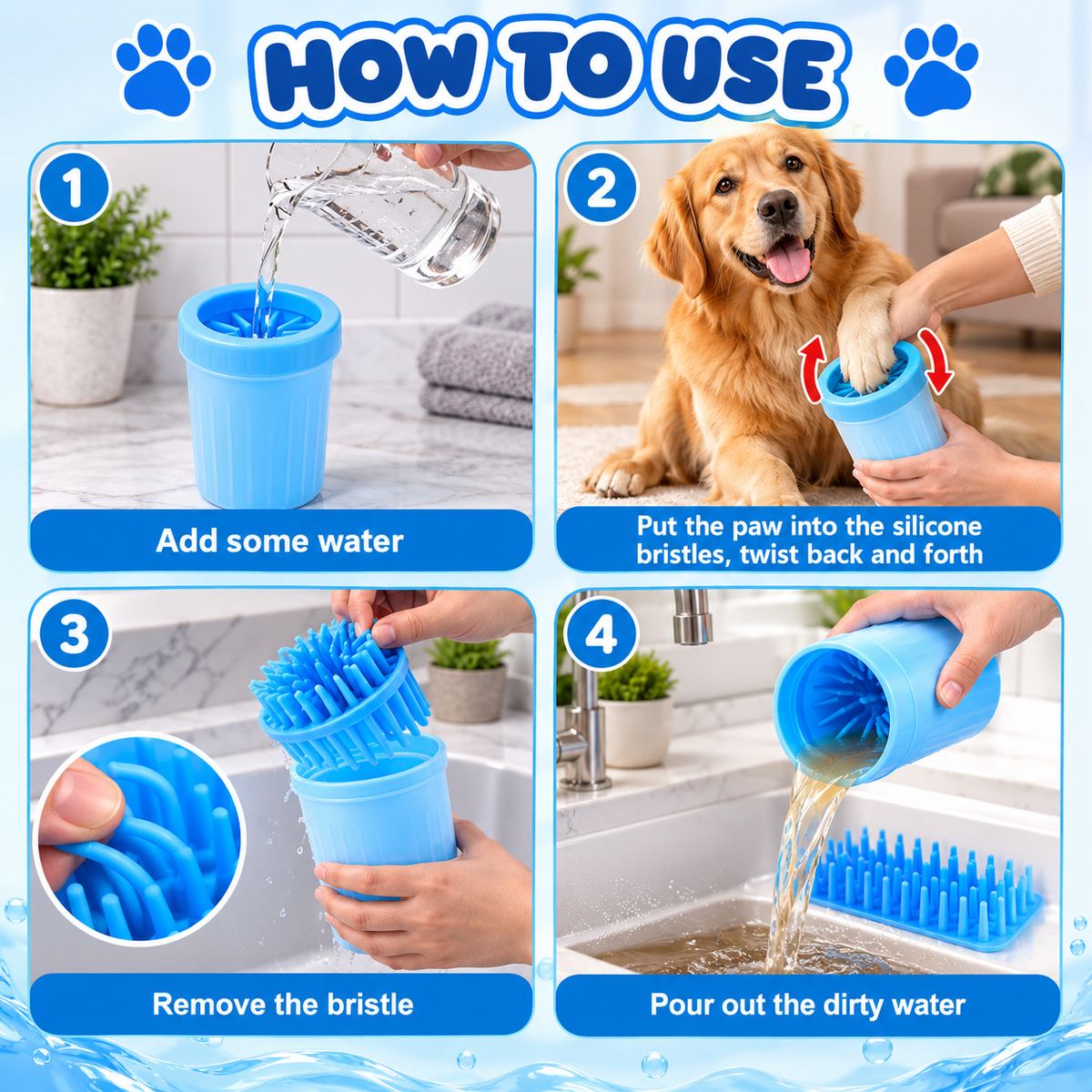 Dog Paw Cleaner Cup – Portable Silicone Paw Washer