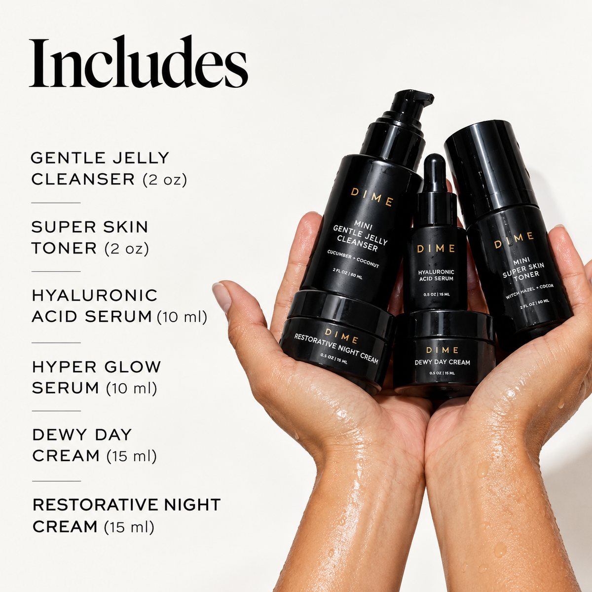 DIME Beauty The Works Discovery Set – 6-Piece Skincare Routine Kit