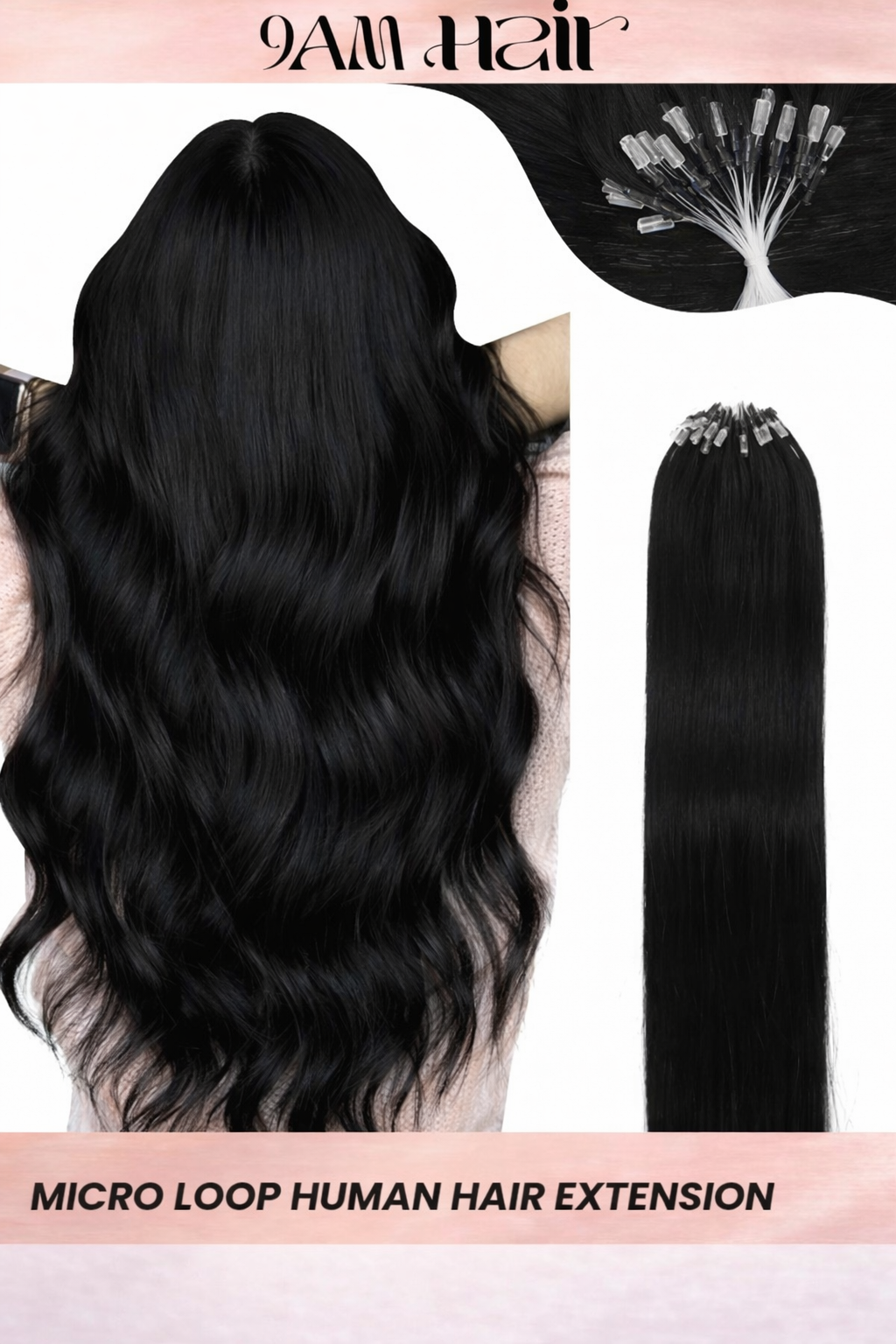 Human Hair Microlink Extensions 50 Strands – Silky Straight Micro Loop Light Brown Hair Extensions for Women