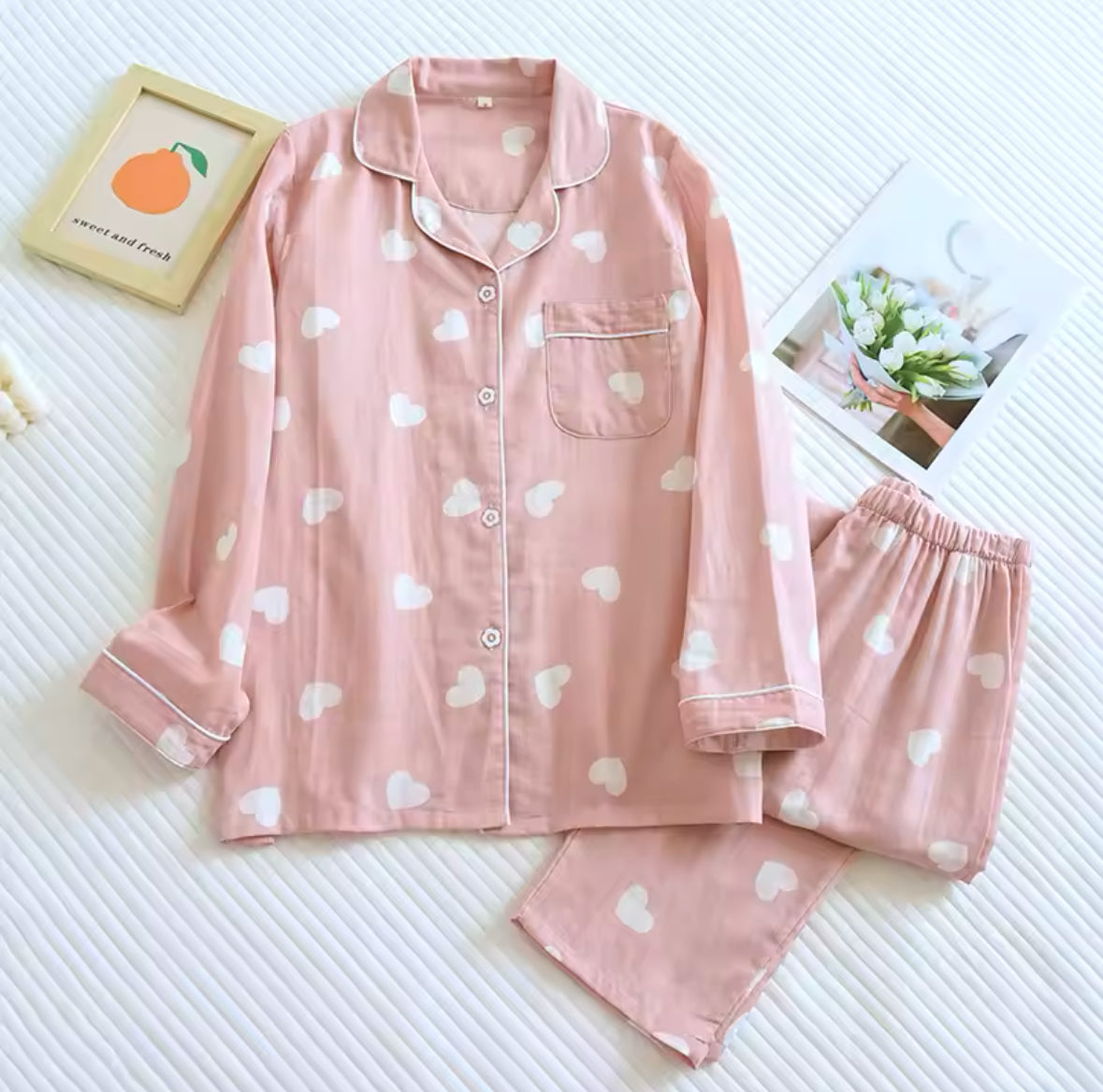 New Spring & Autumn 100% Cotton Pajama Set for Women – Long Sleeve & Pants, Cozy & Stylish Homewear
