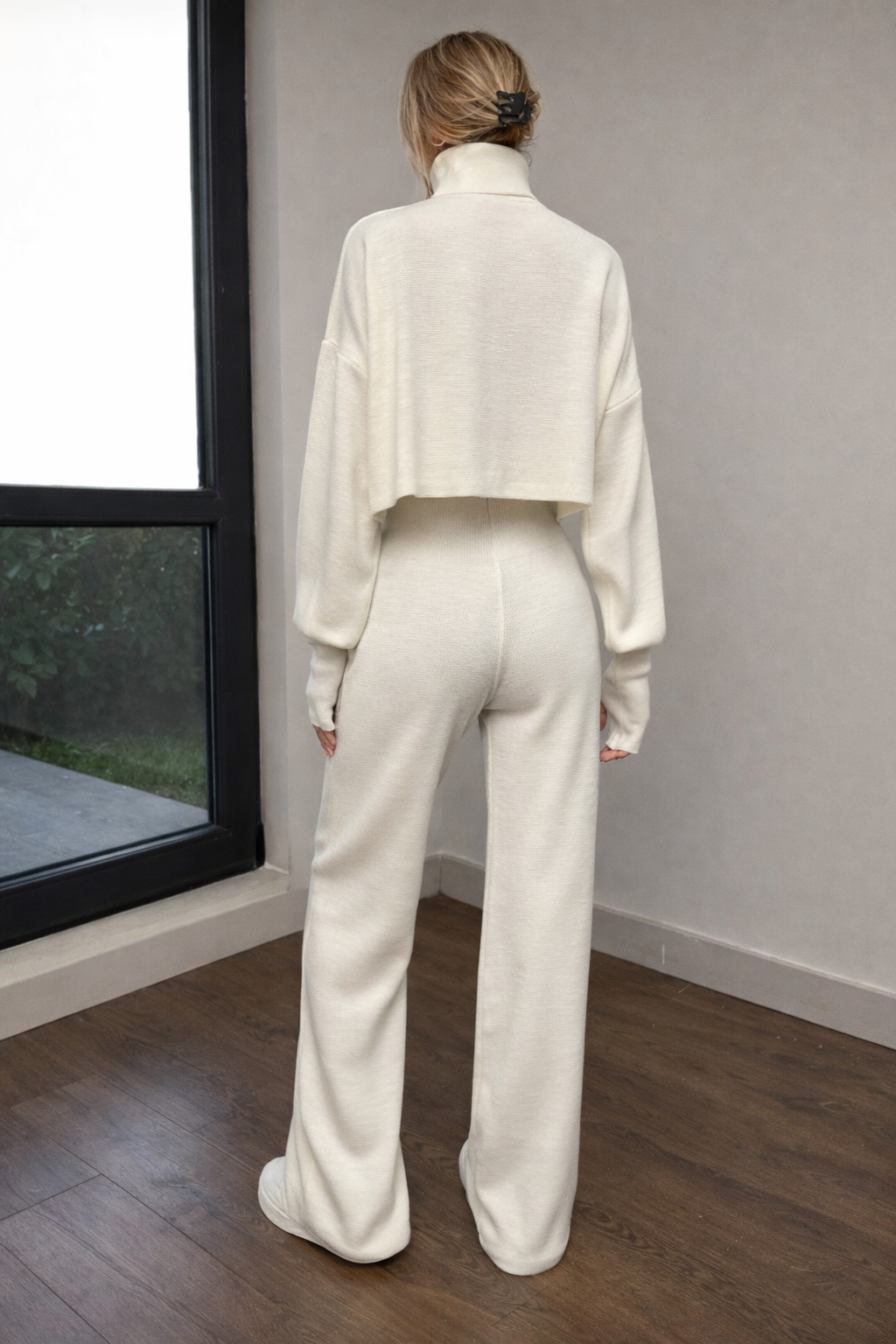 Women’s Turtleneck Crop Top Set – Cozy Autumn Winter Casual Outfit