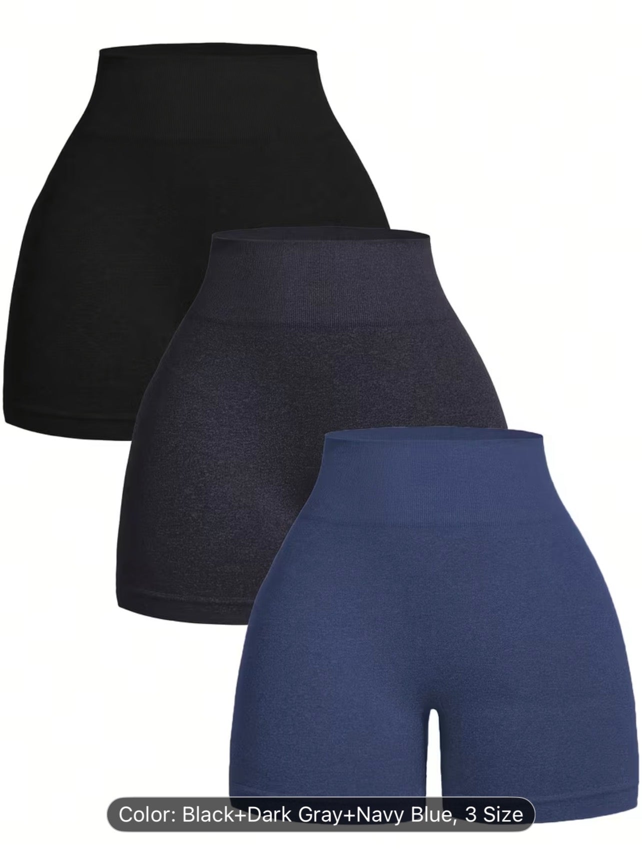 3PCS Letter Print Fitness Shorts Set – Stretchy Breathable Tummy Control Activewear for Women