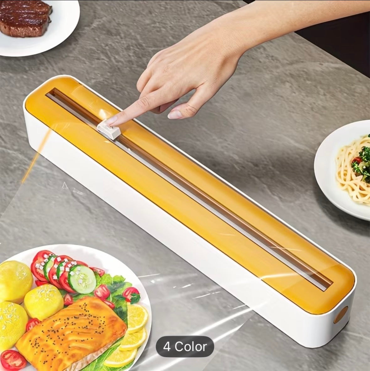 Heavy-Duty Plastic Wrap Cutter & Sealer – Reusable Two-Directional Film Slicer for Cling Wrap, Foil & Parchment Paper, Clean Cut & Fresh Seal Kitchen Tool - UltraChic