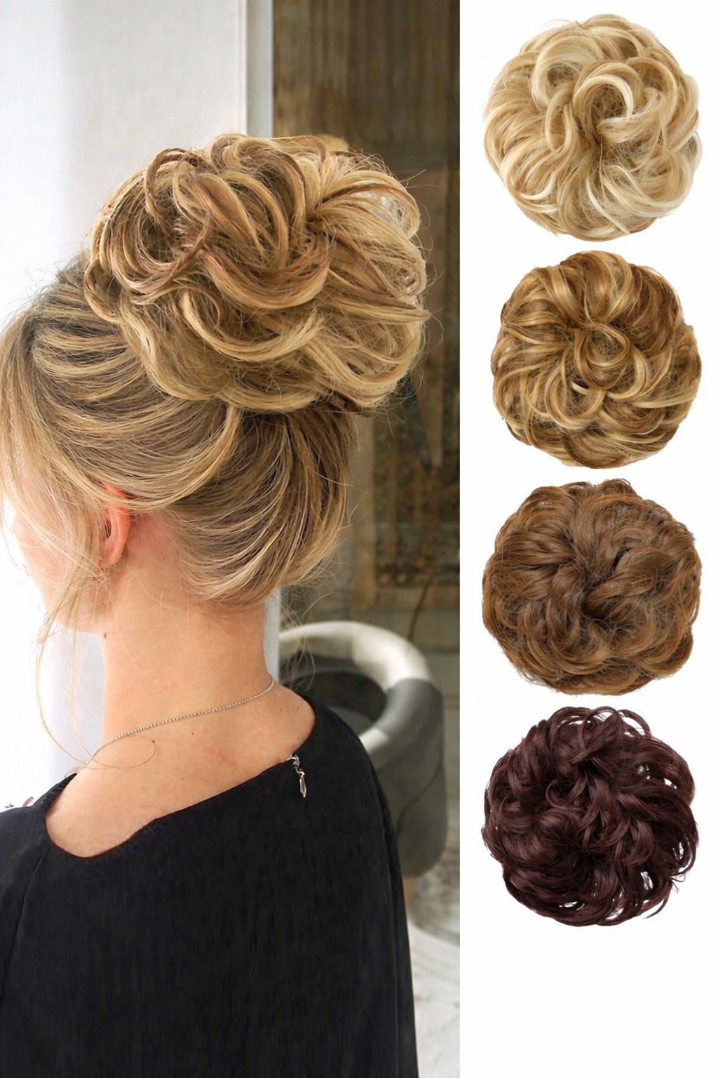 Messy Bun Hair Piece Scrunchie – Wavy Curly Synthetic Chignon Ponytail Thick Updo Hair Extension for Women - UltraChic