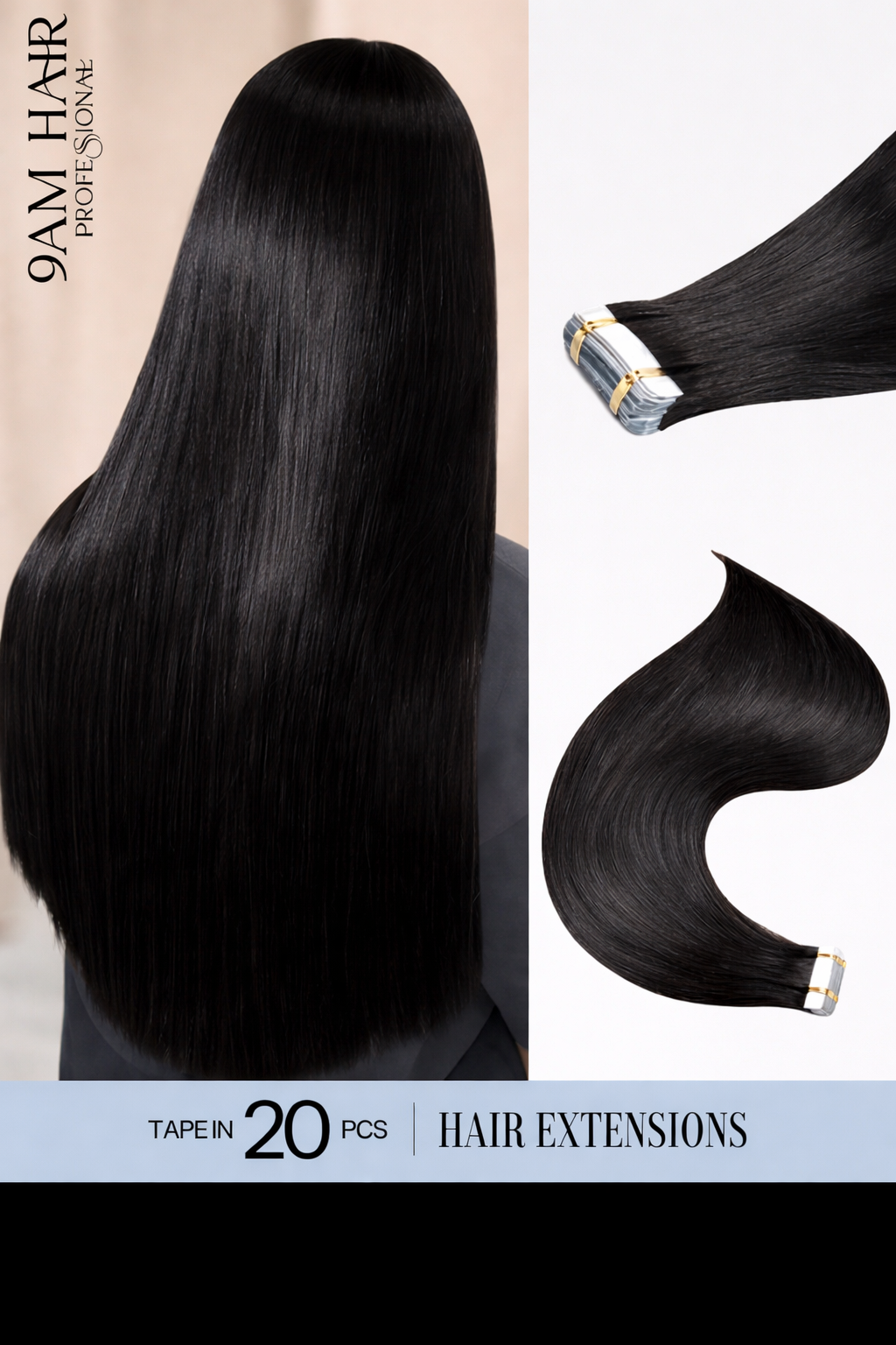 Tape In Human Hair Extensions Remy – Medium Ash Brown Seamless Straight Tape Hair Extensions for Women