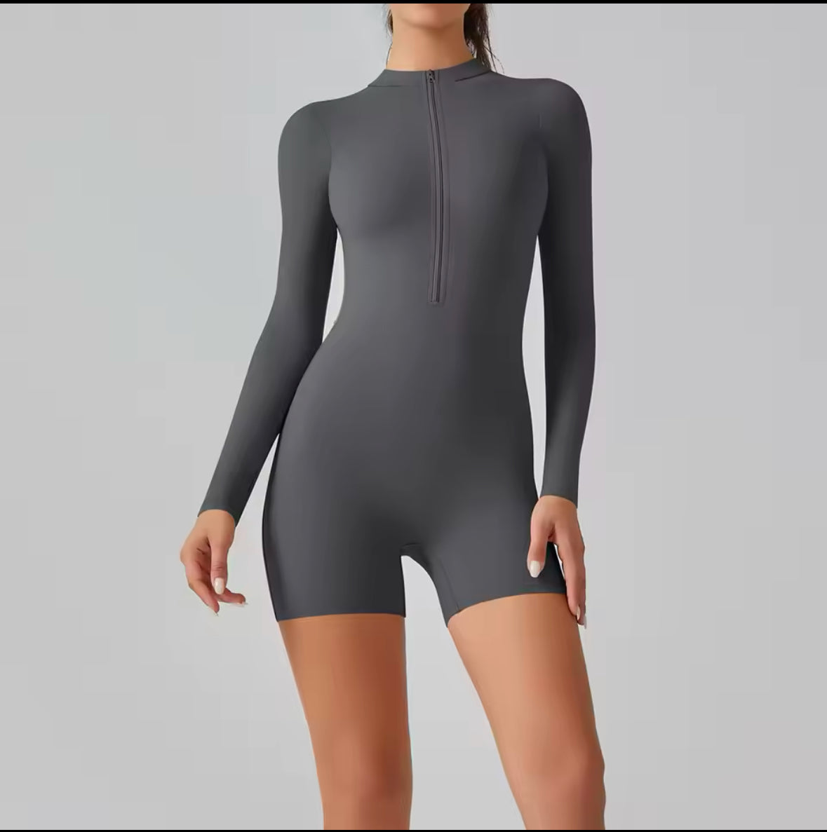 Zipper Tracksuit Set for Women – High Waist Butt Lift Fitness Bodysuit with Stand Collar and Half Long Sleeves – Stylish Yoga Jumpsuit and Leggings for 2025