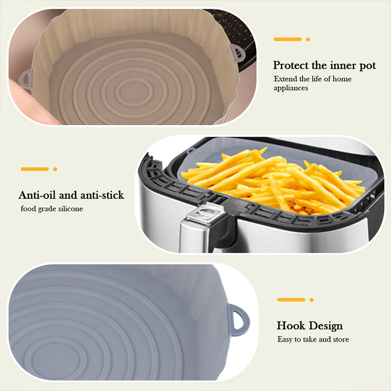 1/2/3PCS Reusable Air Fryer Silicone Pot Oven Baking Tray Airfryer Silicone Basket Pizza Fried Chicken Grill Pan Mat for Kitchen - UltraChic
