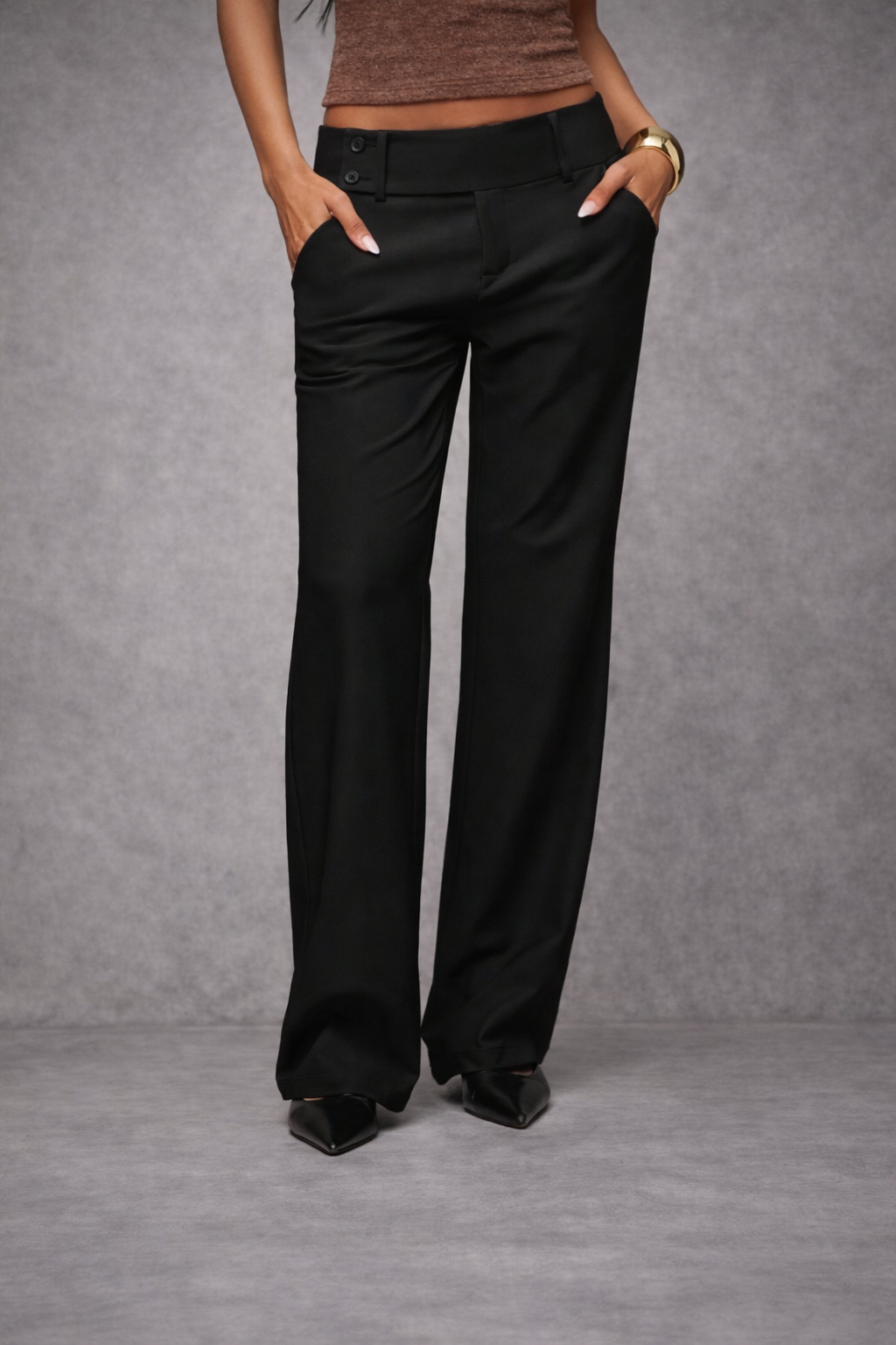 Women’s Low-Waist Black Casual Pants – Everyday Essential - UltraChic