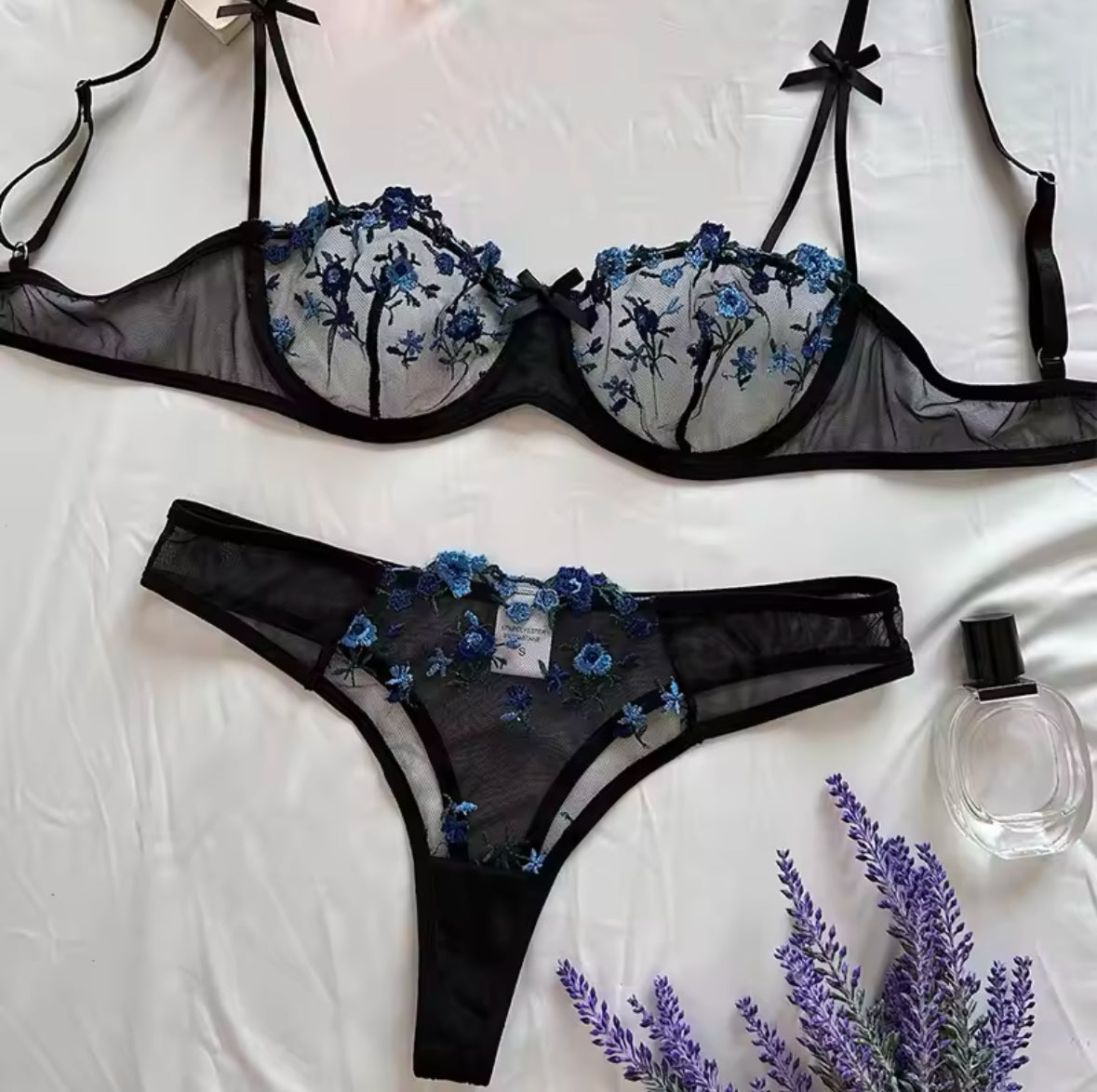 Sexy Lace Lingerie Set for Women – Elegant Embroidered Transparent Bra & Panty Set for Ultimate Comfort and Seduction
