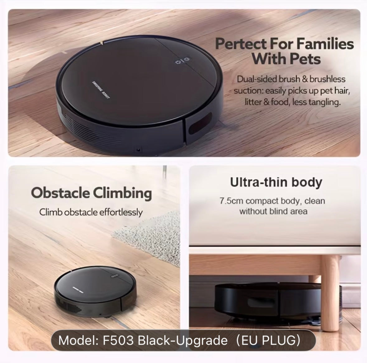 Smart Robot Vacuum Cleaner – Automatic Floor Cleaning with Suction & Mop for Dust, Pet Hair & Mess‑Free Home - UltraChic