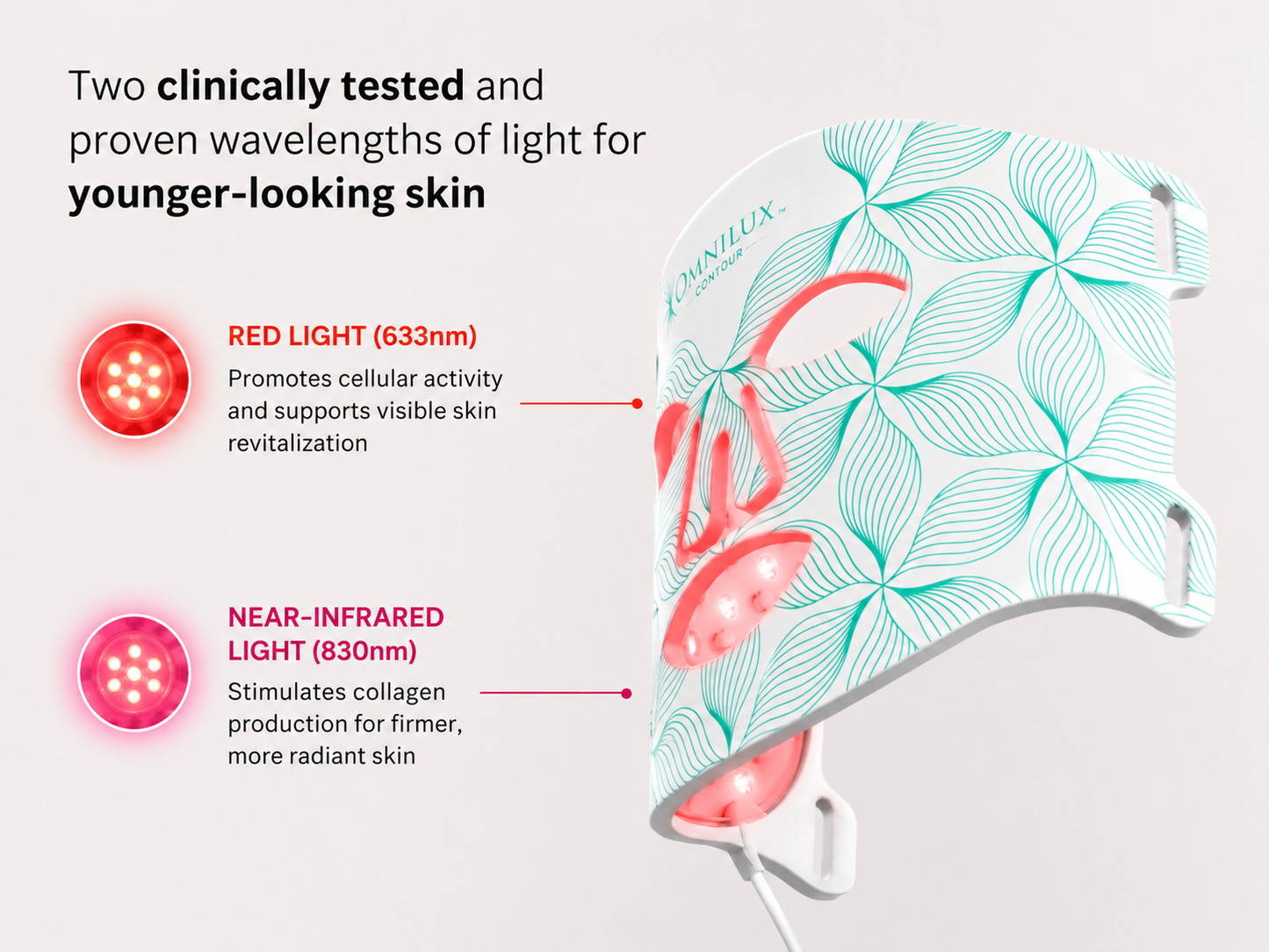 Omnilux Contour Face LED Mask – Red Light Therapy Anti-Aging Skincare Device for Wrinkles & Glowing Skin