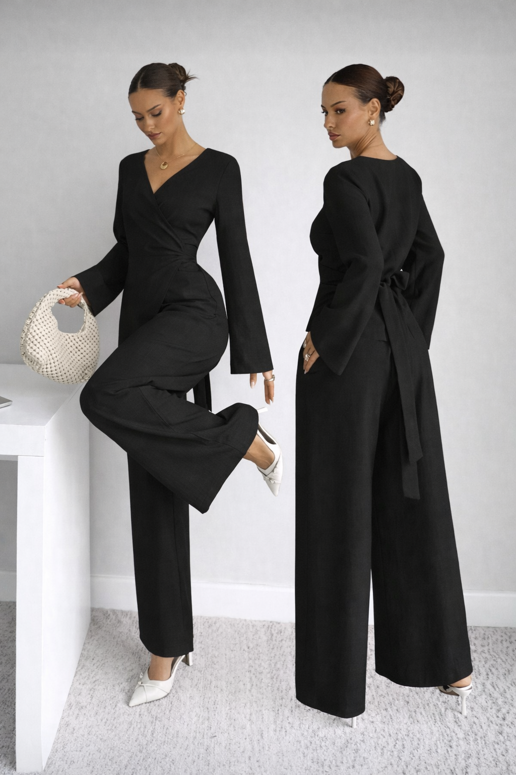 Waist Cinching Shirt Set Elegant Autumn Spring Women Outfit - UltraChic
