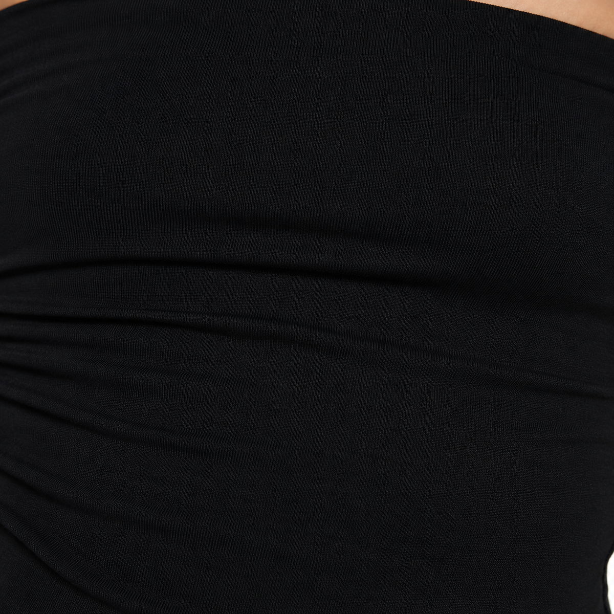 Black Strapless Tube Top for Women – Stretchy Fitted Bandeau Top