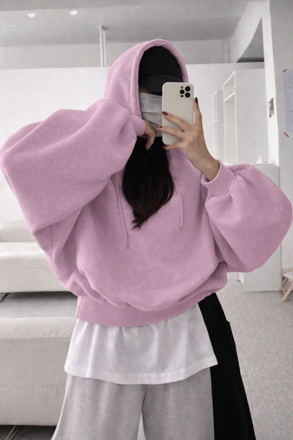 Women’s Oversized Crop Hoodie – Cozy Fall Casual Sweatshirt