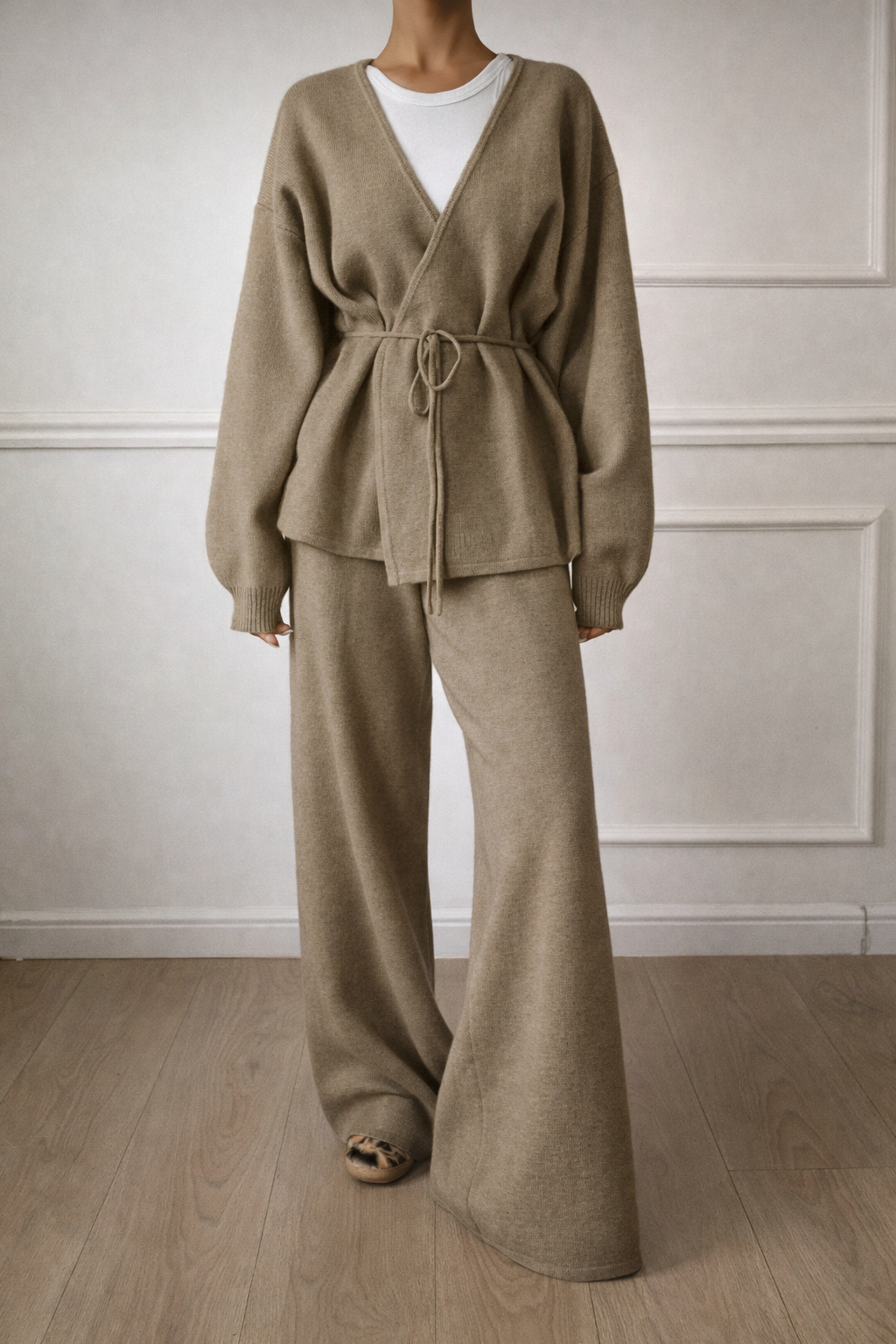 Women’s Wrap Knit Two-Piece Set – Cozy Autumn/Winter Casual Outfit - UltraChic