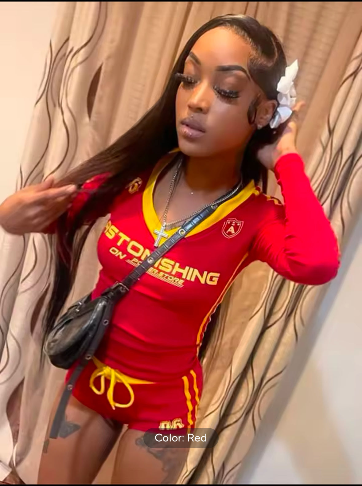 Sporty 2-Piece Women’s Tracksuit – Trendy Letter Print Crop Top & Shorts Set for Street Style Fashion