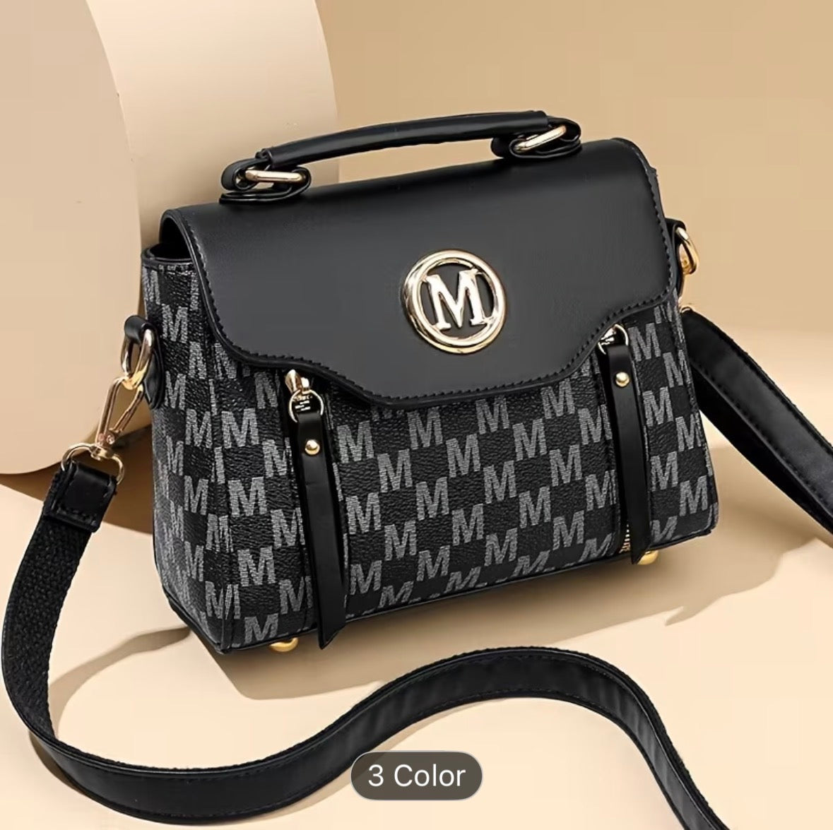 Elegant Small Ladies’ Handbag with “M” Logo – Zipper Closure, Removable Adjustable Shoulder Strap, Daily & Gift Bag - UltraChic