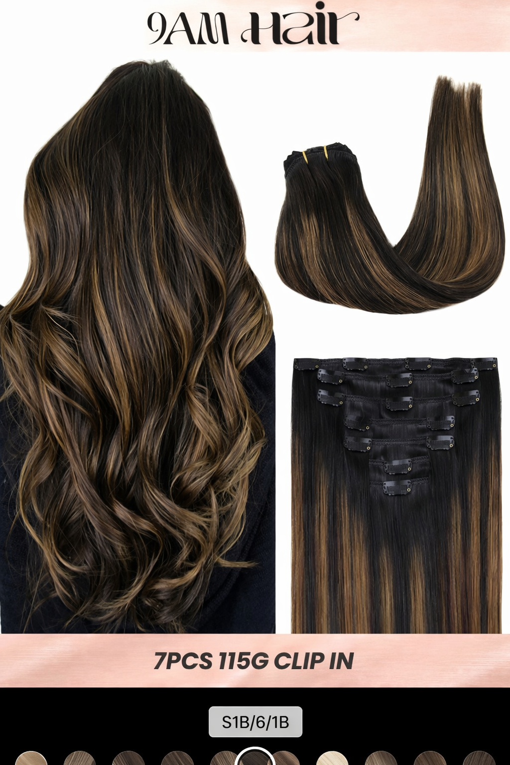 Clip In Human Hair Extensions 7PCS Remy – Double Weft Invisible Natural Hair Extensions for Women