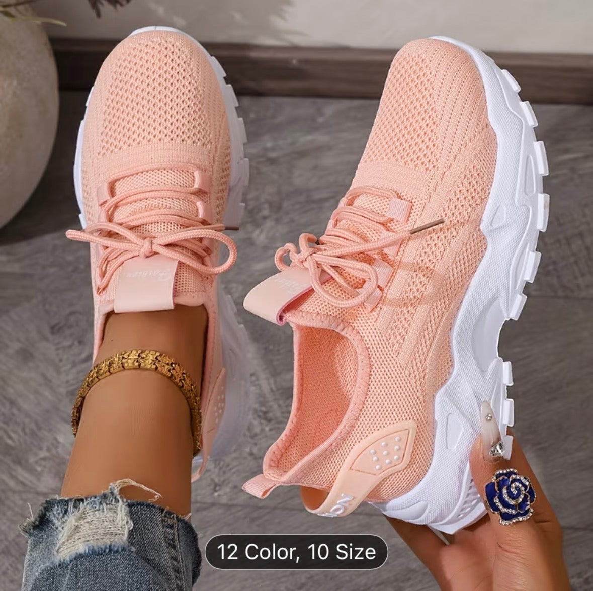 Women’s Breathable Knit Sneakers – Lightweight, Comfortable Low-Top Walking & Running Shoes - UltraChic