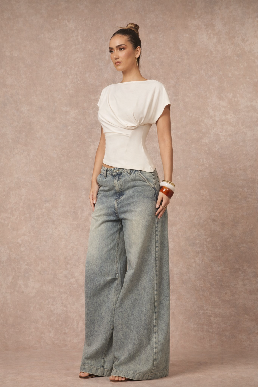 Women’s Pleated Asymmetric Hem Boat Neck Blouse – Elegant Spring Summer Occasion Top - UltraChic