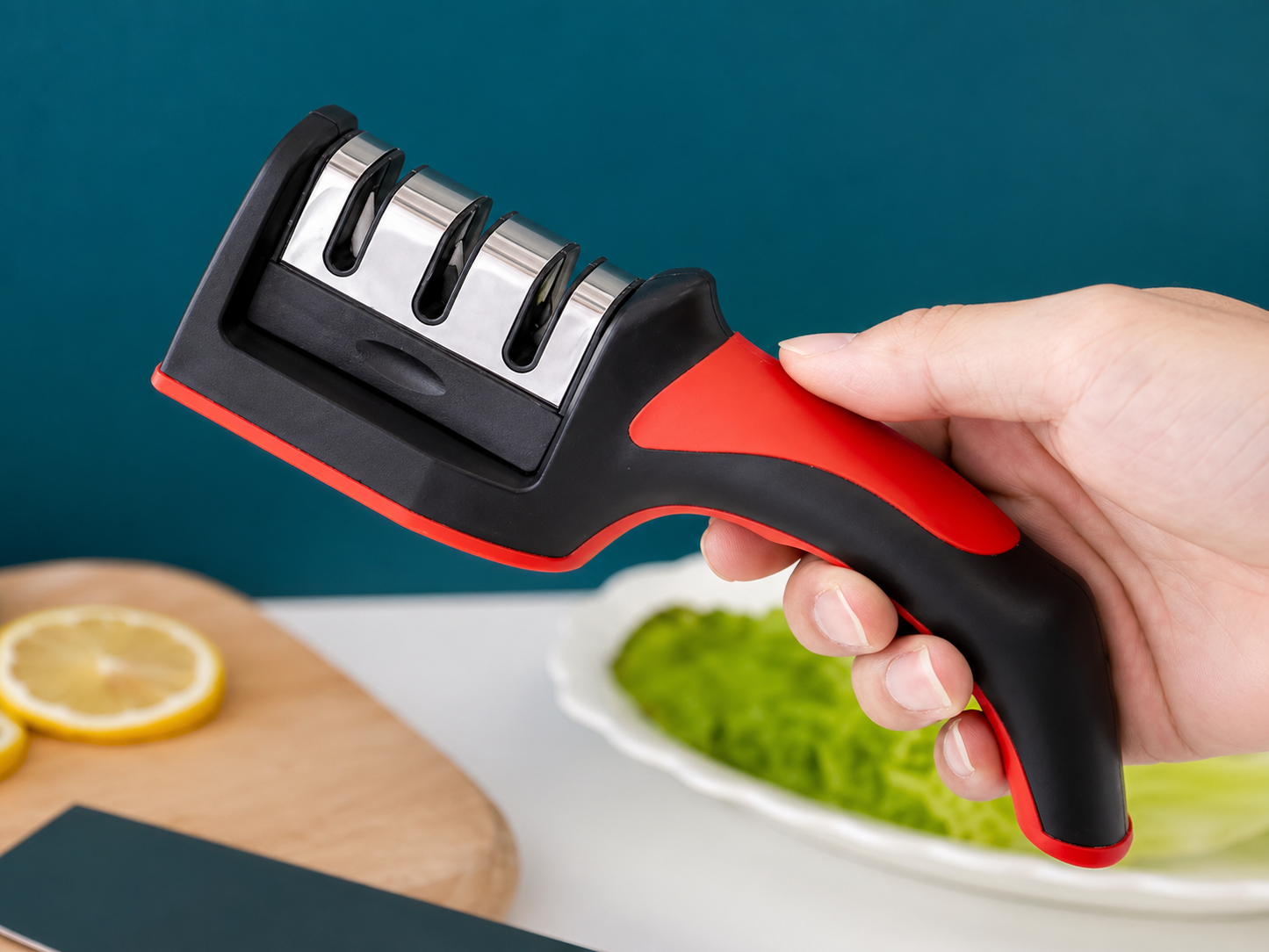 Knife Sharpener 3 Stage Precision System Effortless Sharp Performance All Season Kitchen Essential - UltraChic