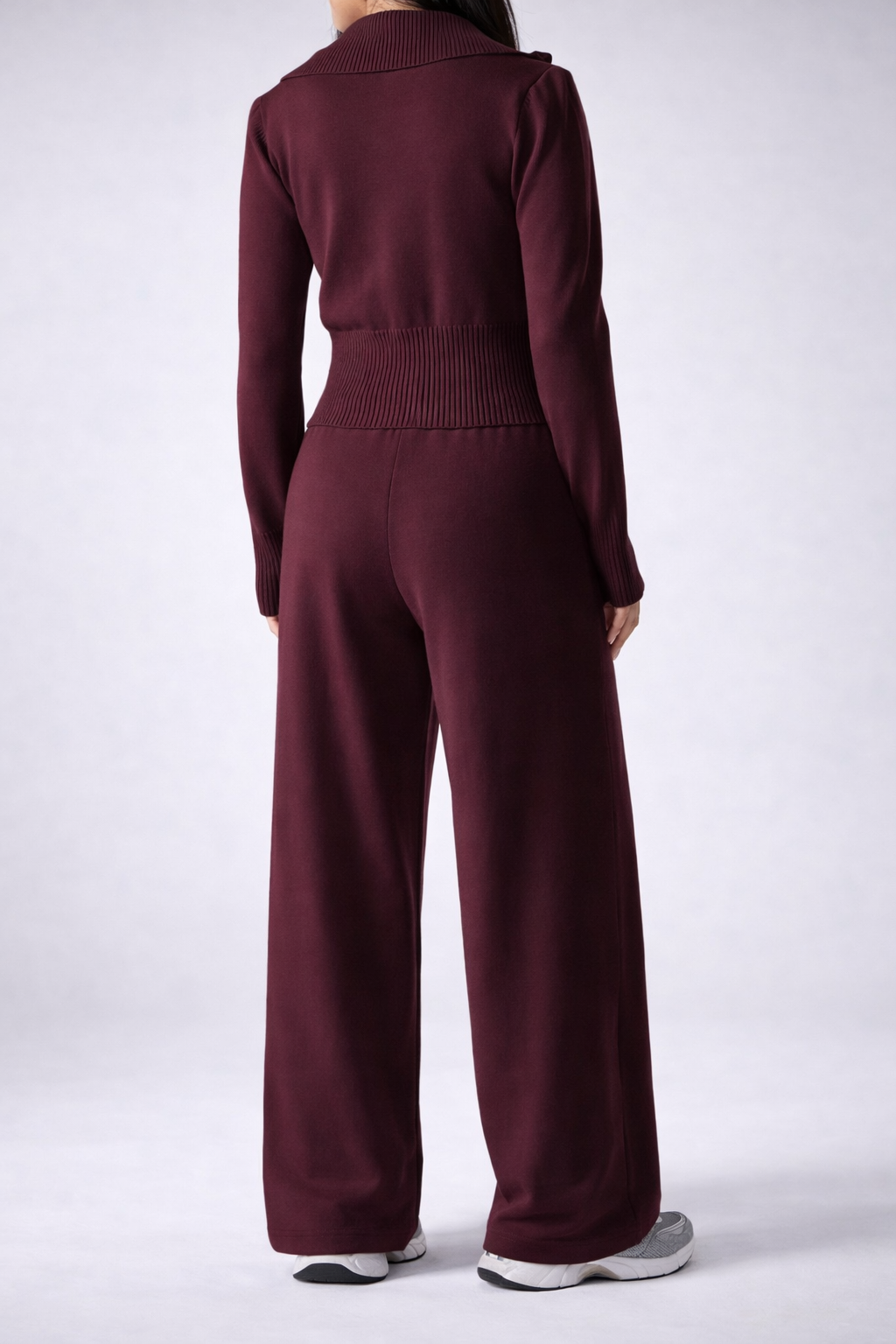 Women’s Zip-Up Knit Lounge Set Cozy Apricot Cardigan And Pants Fall Winter - UltraChic