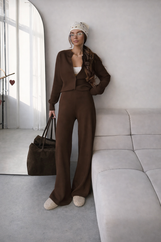 Women’s Button Cardigan & Pants Two-Piece Set – Elegant Everyday Wear - UltraChic