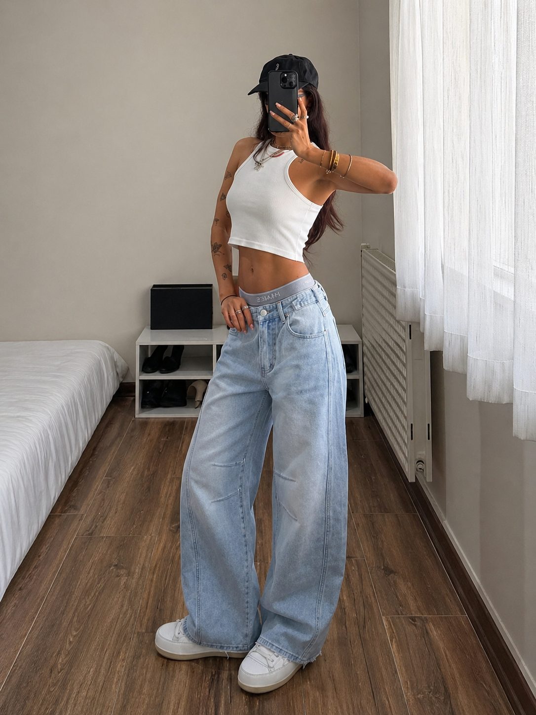 Baggy Wide Leg Jeans High Waist Loose Fit Street Style Effortless Cool Look All Season Women