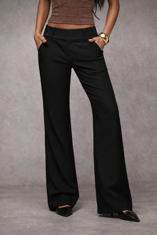 Women’s Low-Waist Black Casual Pants – Everyday Essential - UltraChic