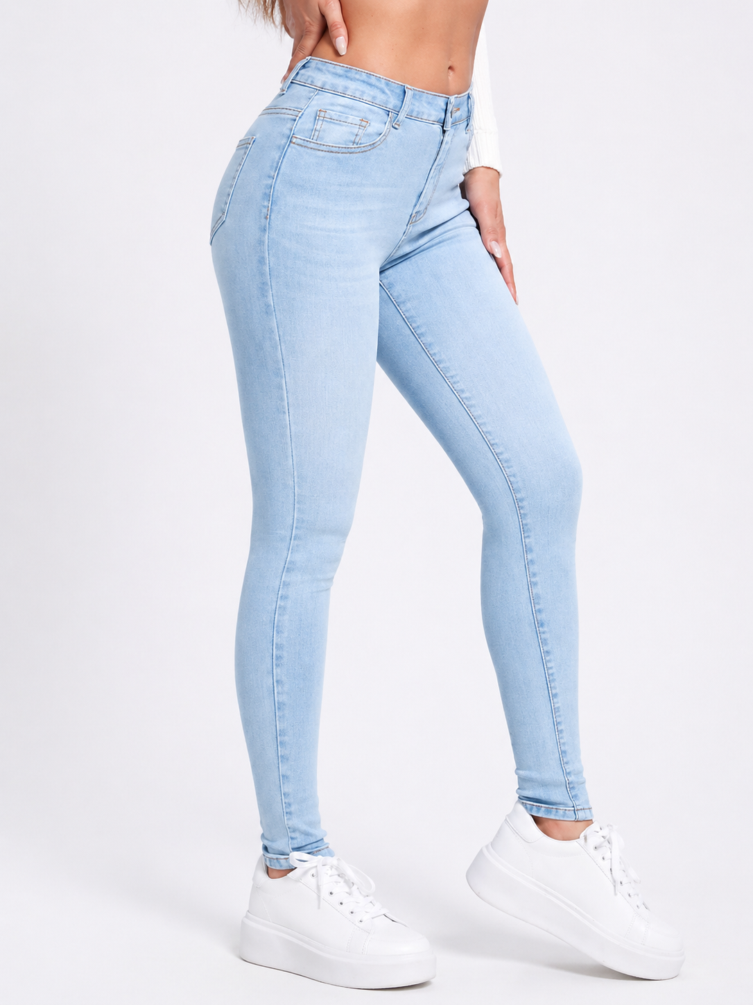 Skinny Denim Jeans High Waist Sculpting Fit Flattering Body Shape All Season Women