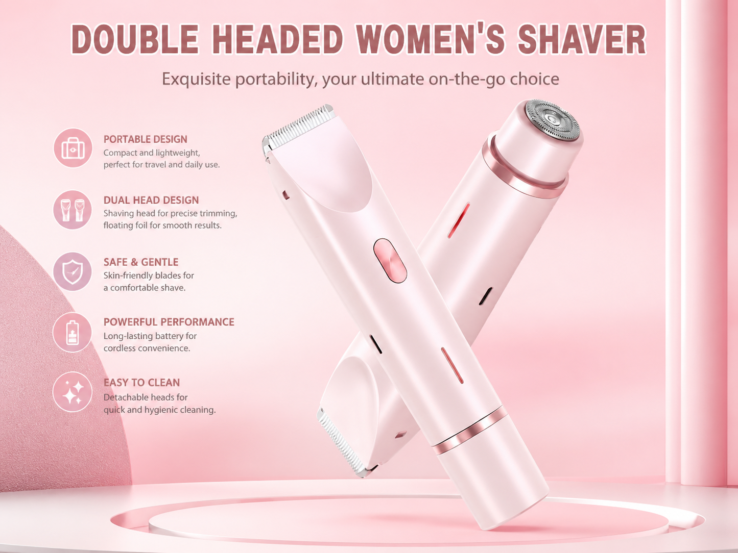 2-in-1 Portable Electric Hair Trimmer for Women – Facial & Bikini Precision Shaver - UltraChic