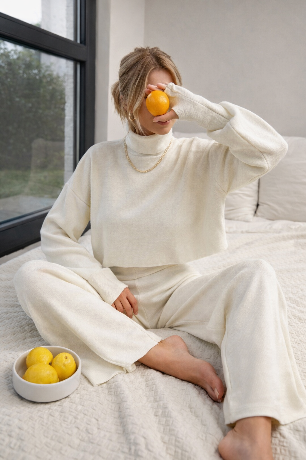 Women’s Turtleneck Crop Top Set – Cozy Autumn Winter Casual Outfit