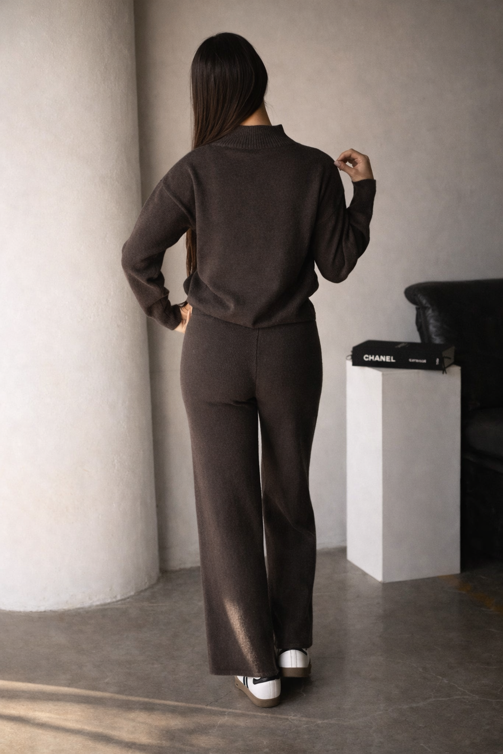 Women’s Loose Knit Sweater & High-Waist Pants Set – Cozy Autumn Winter Loungewear