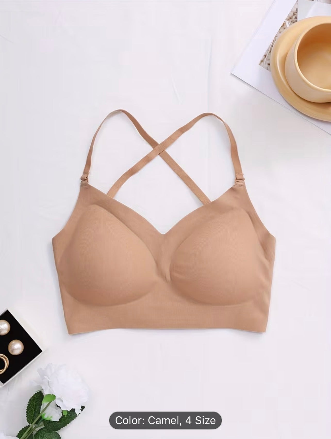 Womens Backless Seamless Push Up Bra Breathable Removable Pads Summer Invisible Lingerie Top 💖