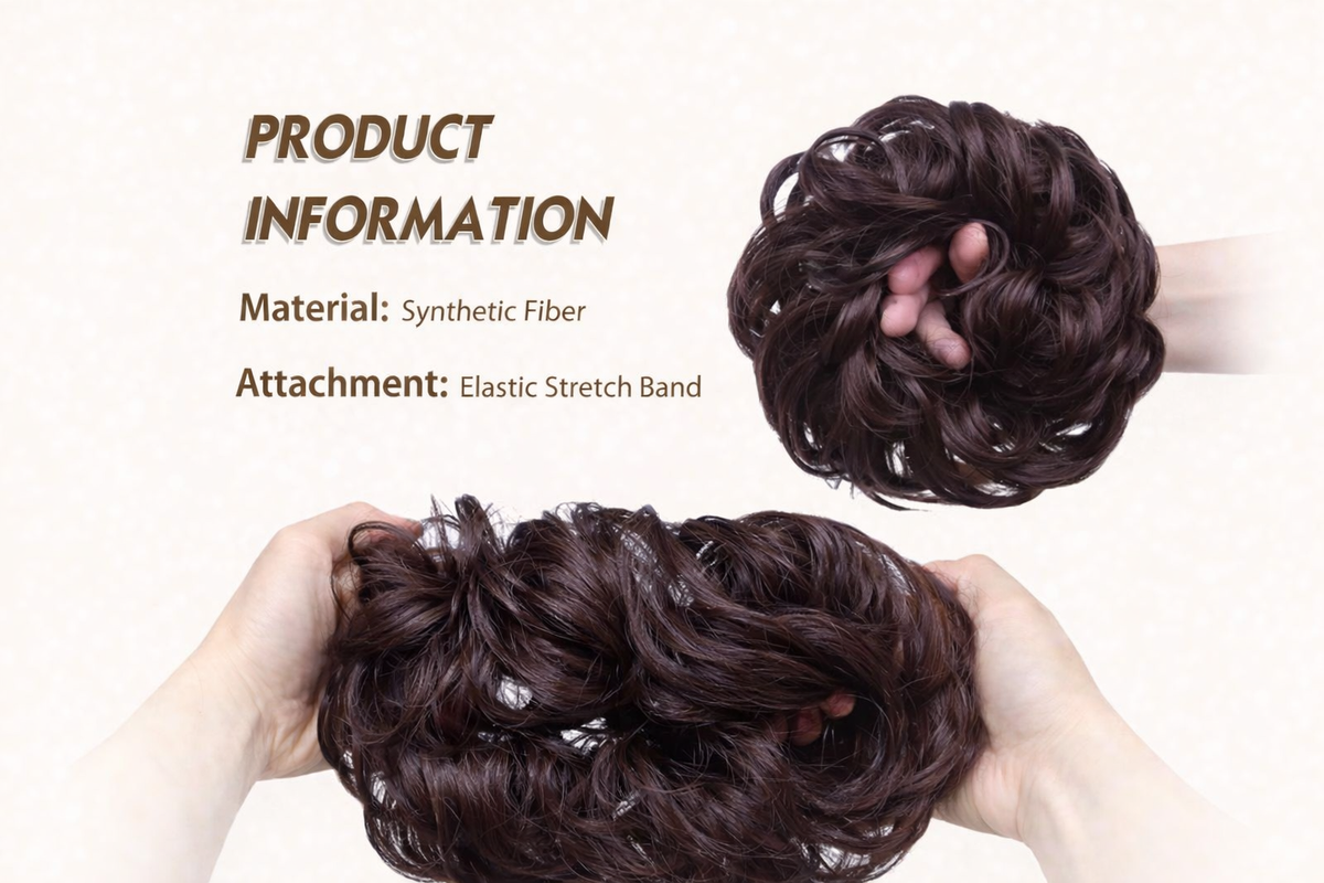 Messy Bun Hair Piece Scrunchie – Wavy Curly Synthetic Chignon Ponytail Thick Updo Hair Extension for Women - UltraChic