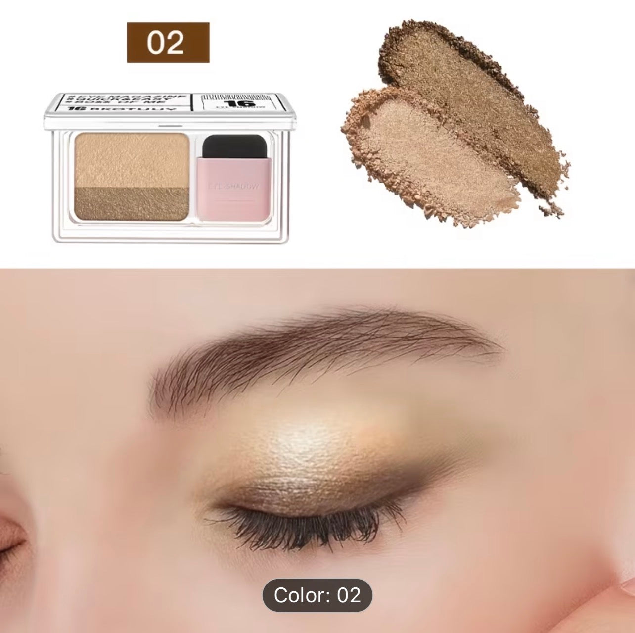 Womens Shimmery Dual Tone Eyeshadow Palette Long Lasting Waterproof Easy Blend Makeup for Party Glam Look 💖