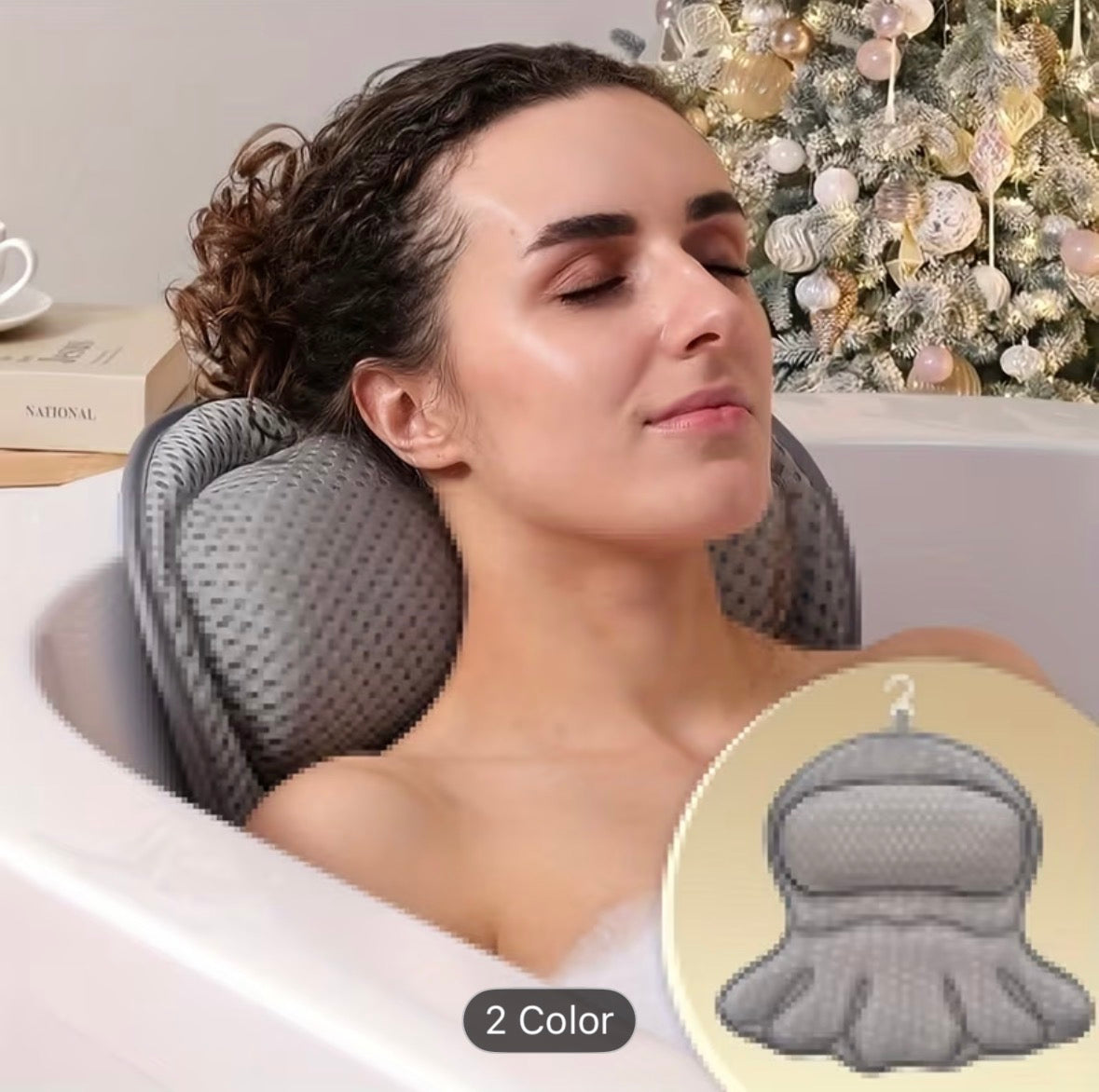 Bathtub Pillow – Luxurious Neck & Back Support with 4D Mesh & Non-Slip Suction Cups