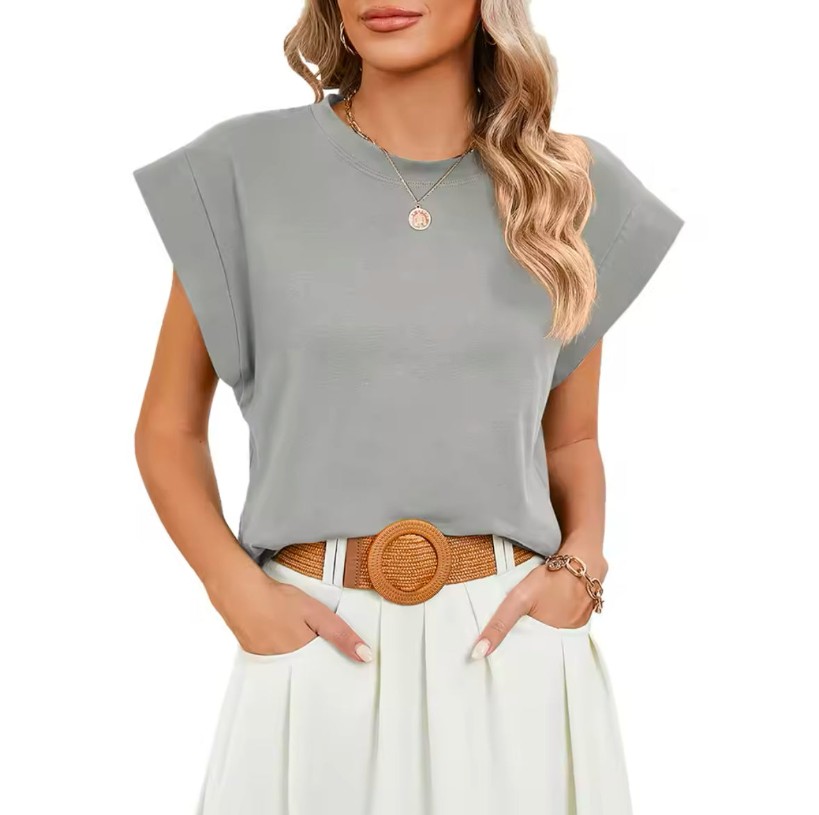 Luneh Batwing Sleeve Tee – Comfy Chic Round Neck Top for Everyday Style