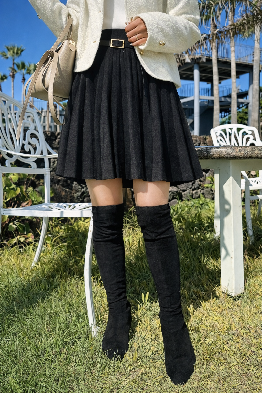 Women’s Pleated Knit Skirt – Minimalist Fall Winter Essential - UltraChic