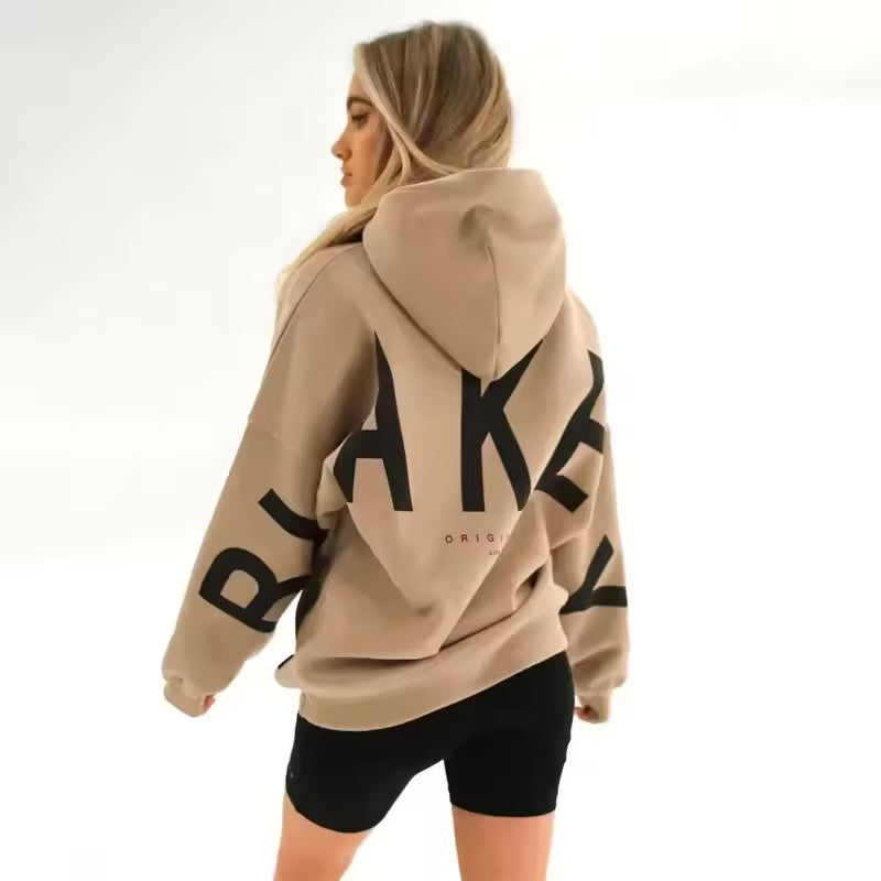 INAWLY Women’s Hooded Thermal Sweatshirt – Lined Oversized Zip-Up Hoodie with Pockets, 3/4 Sleeves, Drop Shoulder Casual Fall/Winter Jacket