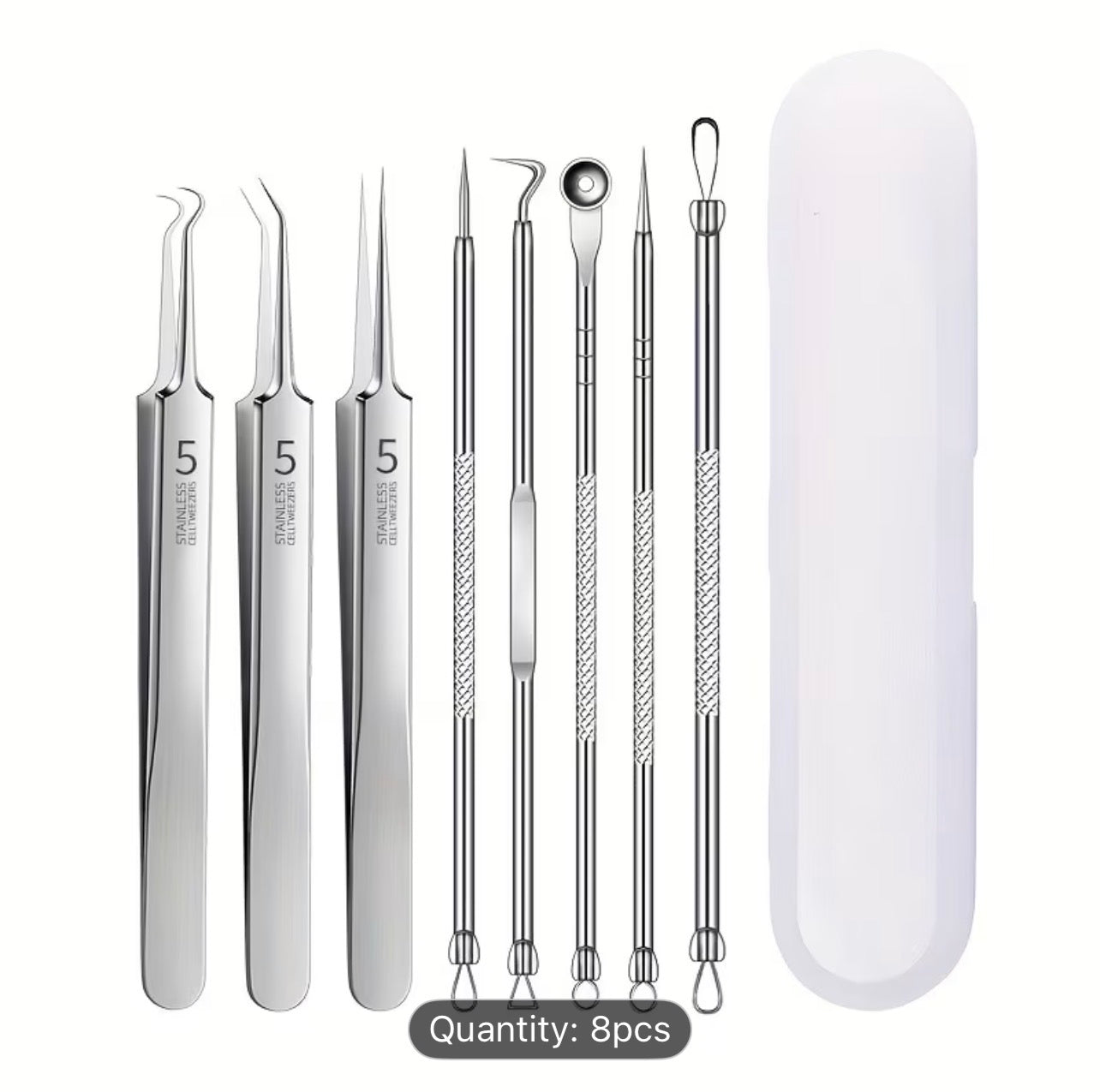Professional Blackhead Remover Tool Kit 8 Pieces Stainless Steel Acne Extractor Set Deep Pore Cleaning Skincare for Men and Women 💖 - UltraChic