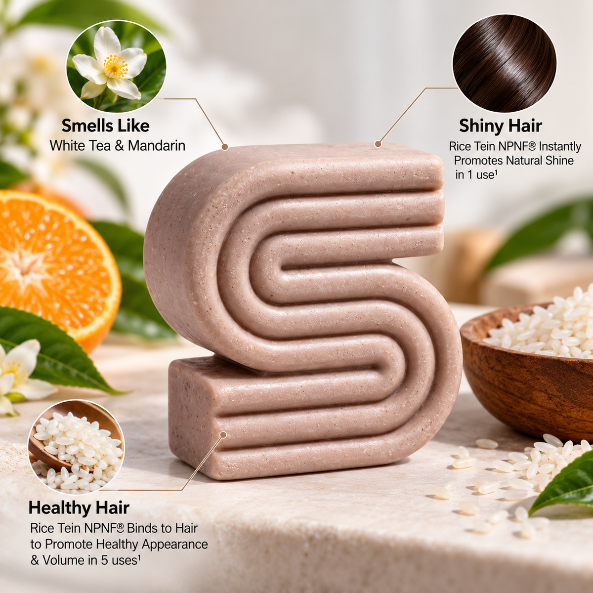Rice Water Protein Shampoo Bar – Strengthening Solid Shampoo for Fine & Damaged Hair
